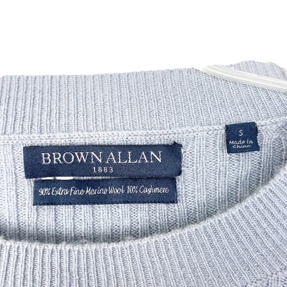 Brown Allan Gray Merino Wool Cashmere Sweater Sz S - Picture 2 of 4
